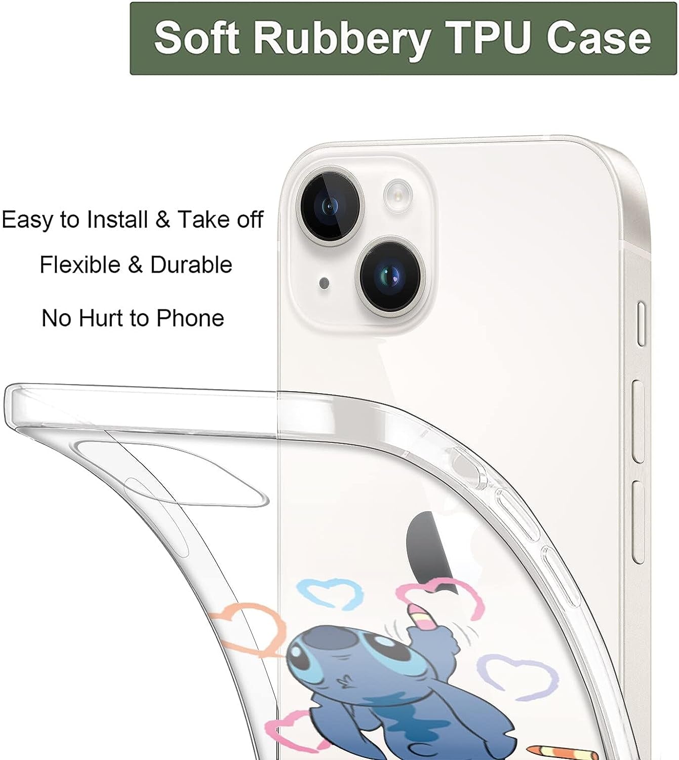 [2 Pack] Cute Case for Apple Iphone 13 Mini Case, Cartoon Kawaii Character Aesthetic Cool Phone Cases Girly for Girls Boys Kids Women Men Clear Soft TPU Protective Cover Funda for Iphone 13 Mini 5.4"  QSN US   