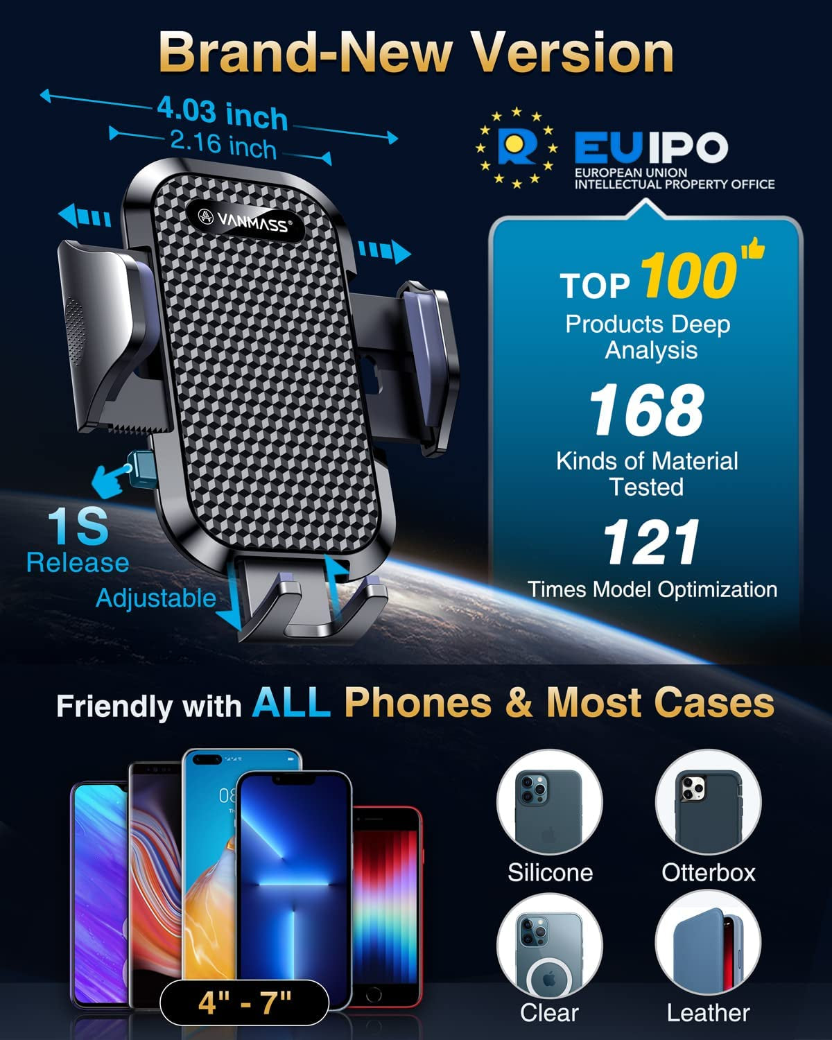 [Upgraded] VANMASS BEST Car Vent Phone Holder Mount Compatible for Iphone 14 13 Pro Max 12 11 X Xr Xs 8 7 plus Mini Se Android Mobile Cell Smartphone Universal Vehicle Handsfree Easy Clamp Clip Cradle  VANMASS   