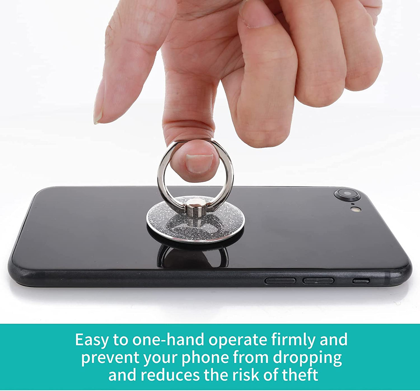 Cobee Glitter Bling Cell Phone Ring Holders, 2 Pcs Sparkle Bling Finger Kickstand round Glitter Finger Mount 180/360 Degree Rotation Cell Phone Finger Holder Ring Grip for Women/Girls(Silver)  cobee   