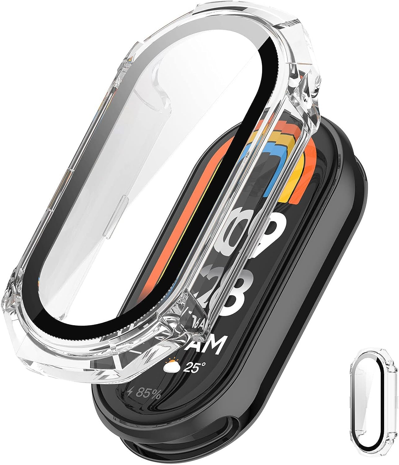 [2 Pack] Miimall Campatible for Xiaomi Mi Band 8 Case with Screen Protector, PC Full Coverage Case HD Ultra-Thin Screen Protector Anti-Scratch Protective Case Cover for Xiaomi Mi Band 8 (Clear+Black)  Miimall   