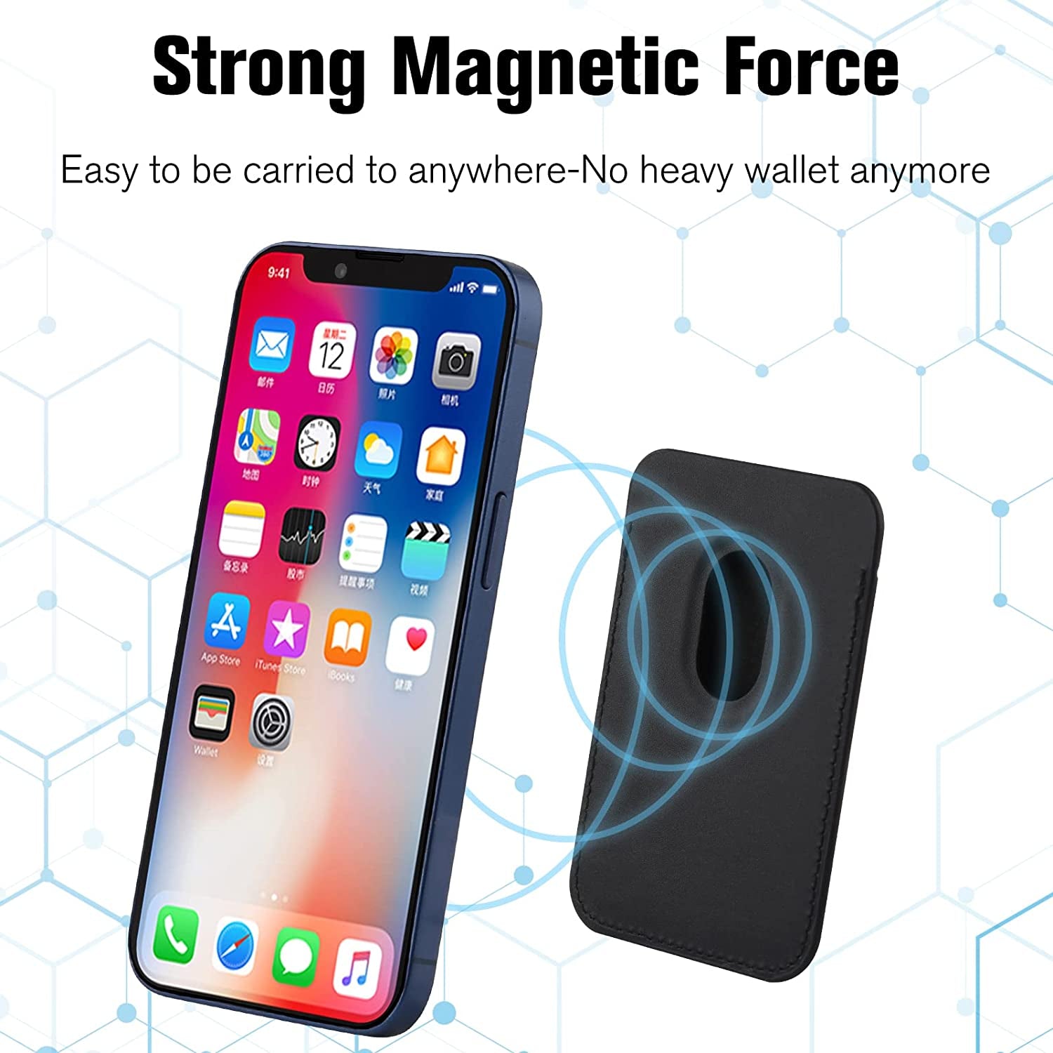 Mornex Magnetic Wallet with Magsafe Designed for Iphone 13 and Iphone 12 Series, Leather Magnetic Card Holder of Back Compatible with Iphone, Black  Mornex   