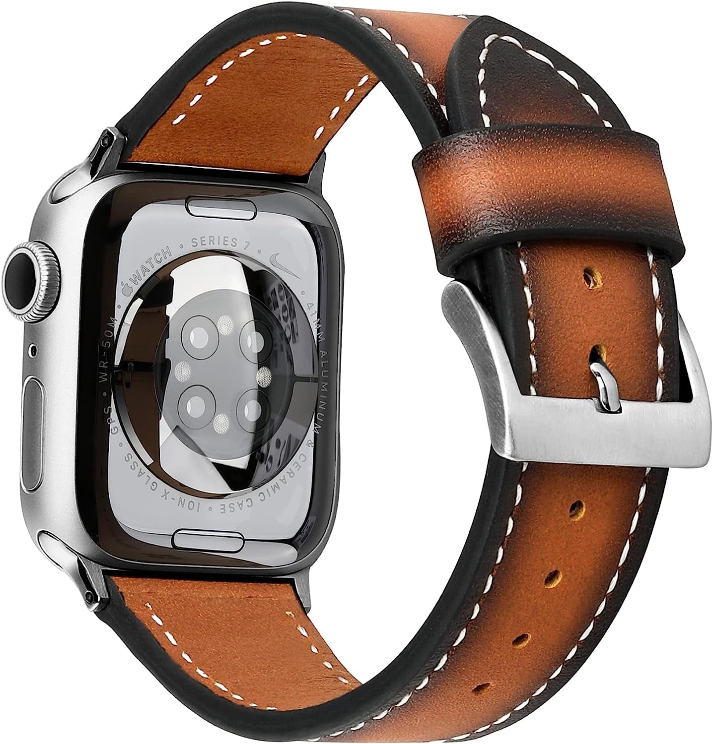 Deeplus Compatible with Apple Watch Band, Genuine Leather Bands 41Mm 40Mm 38Mm 45Mm 44Mm 42Mm Retro Replacement Strap for Iwatch SE Series 7 6 5 4 3 2 1  deeplus   
