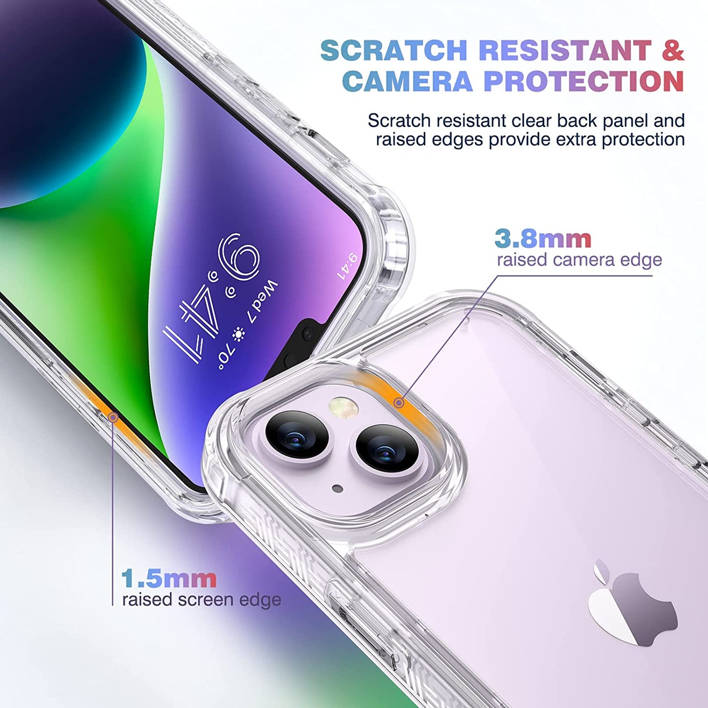 Diaclara Designed for Iphone 14 Case, Full Body Rugged Case with Built-In Touch Sensitive Anti-Scratch Screen Protector, with Camera Lens Protector for Iphone 14 6.1" (Clear)  Diaclara   