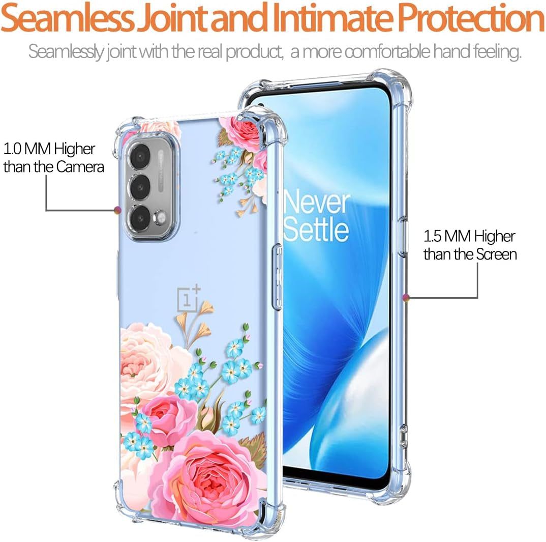 KOARWVC Case for Oneplus Nord N200 Case, Oneplus N200 DE2117 Case Clear with Design Soft TPU Shock Absorption Slim Floral Pattern Protective Back Cover Cases for Oneplus Nord N200 (Rose Flower)  KOARWVC   