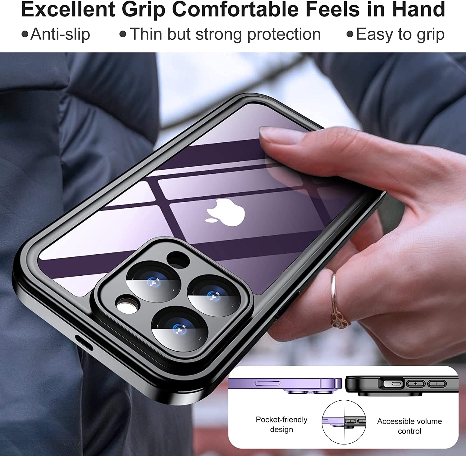 Temdan [Real 360 for Iphone 14 Pro Case Waterproof, Built-In 9H Tempered Glass Camera Lens & Screen Protection [14FT Military Dropproof][Full-Body Shockproof][Dustproof][Ip68 Underwater] Phone Case  Temdan   