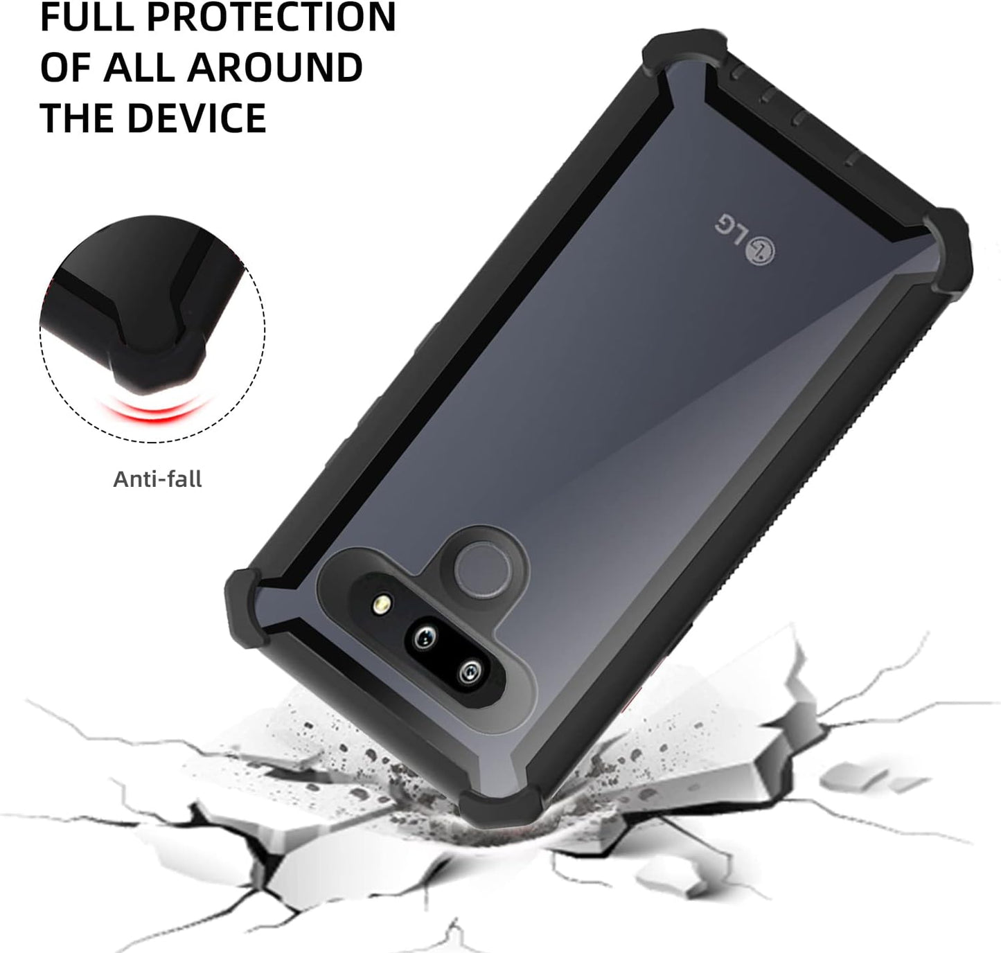 Asuwish Phone Case for LG G8 Thinq Cover Rugged Shockproof Hard Drop Proof Full Body Protective Heavy Duty Hybrid Dual Layer Cell Accessories LGG8 Thin Q G 8 LG8 G8Thinq Lgg8Thinq 8G Women Men Black  Asuwish   