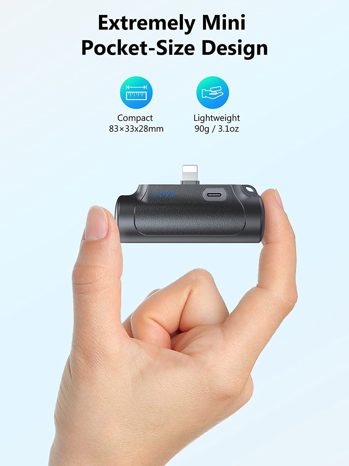 Abnoys Portable-Charger-Power-Bank - 8000Mah Mini Power Bank Ultra Compact Portable Phone Charger Battery Pack Compatible with Iphone Comes with a Type-C Conversion Interface (Black)  Shenzhen jincheng Electronic Technology Co.,Ltd   