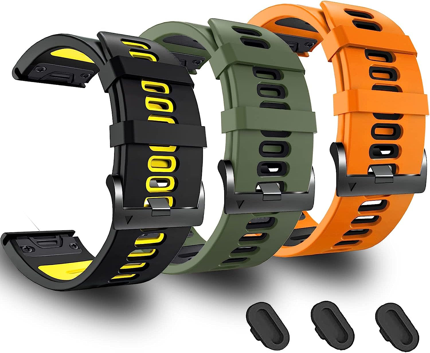 Compatible with Garmin Watch Bands,26Mm Width Soft Silicone Quick Release Straps for Fenix 7X/Enduro/Fenix 6X Pro/Fenix 6X/Fenix 5X Plus/Fenix 3/Fenix 3 Hr/Descent Mk1/D2 Delta Px/Tactix Delta,Black-Grey  ZPJPPLX 2C-3Pack c  