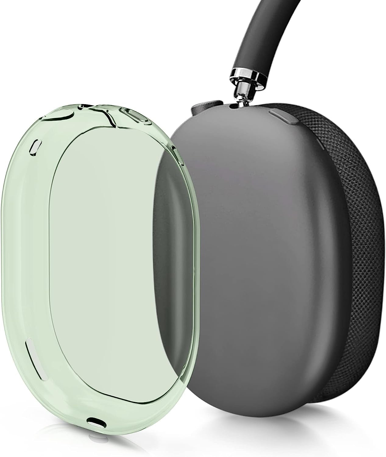 Kwmobile Covers Compatible with Apple Airpods Max Cases - 2X Soft TPU Ear Cup Case Protectors - Green/Transparent  KW-Commerce   