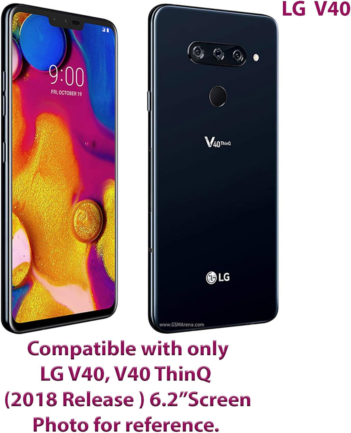 Compatible with LG V40, LG V40 Thinq Rubberized Slim Armor Shell Swivel Hybrid Holster Defender Combo Case with Belt Clip & Kickstand for LG V40 with Tempered Glass Screen  Customerfirst   