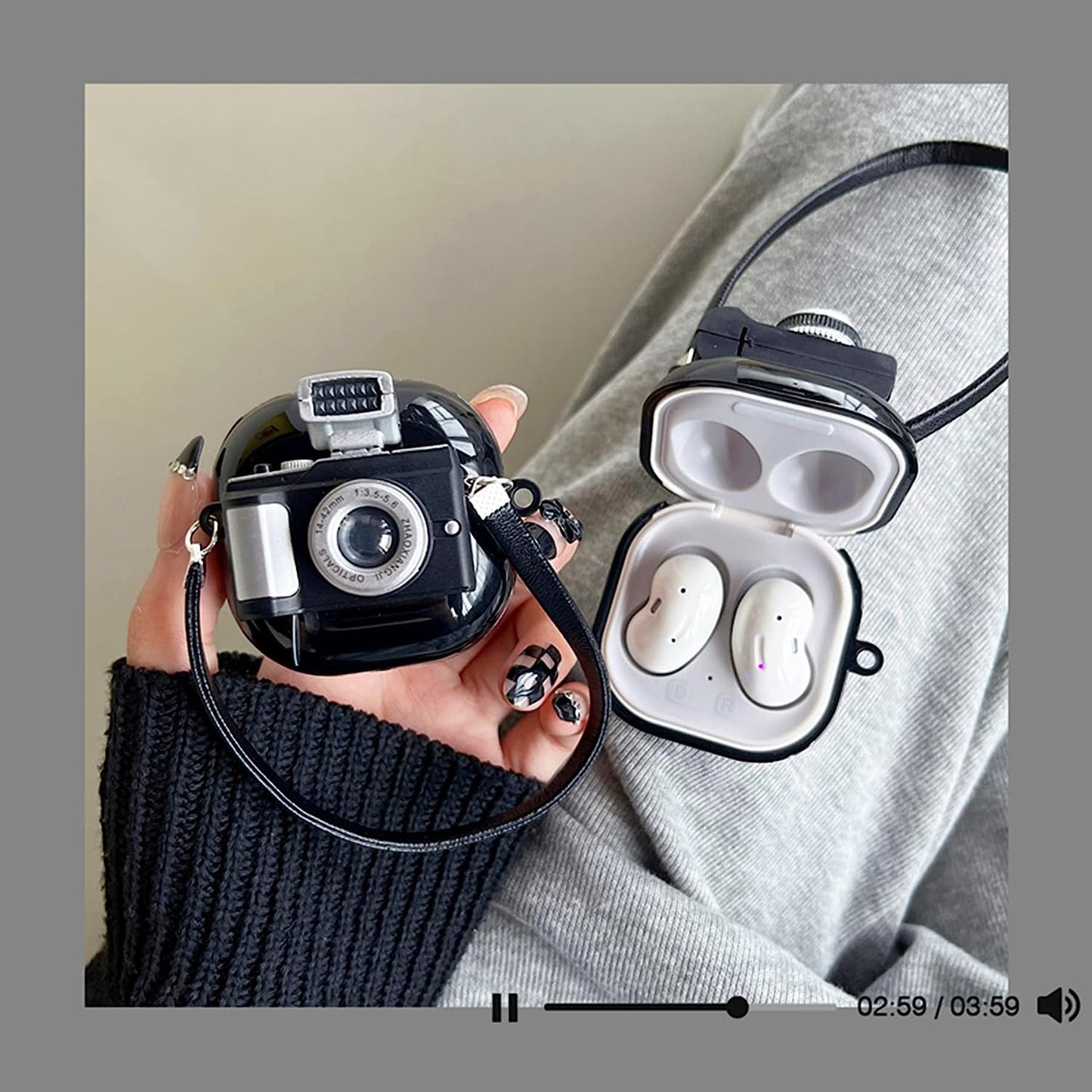 Compatible with Samsung Galaxy Buds2 Pro(2022)/Galaxy Buds Live/Galaxy Buds Pro/Galaxy Buds 2 Charging Box,3D Camera Can Light up Silicone Earphone Case with Keychain  AOLABOKY   