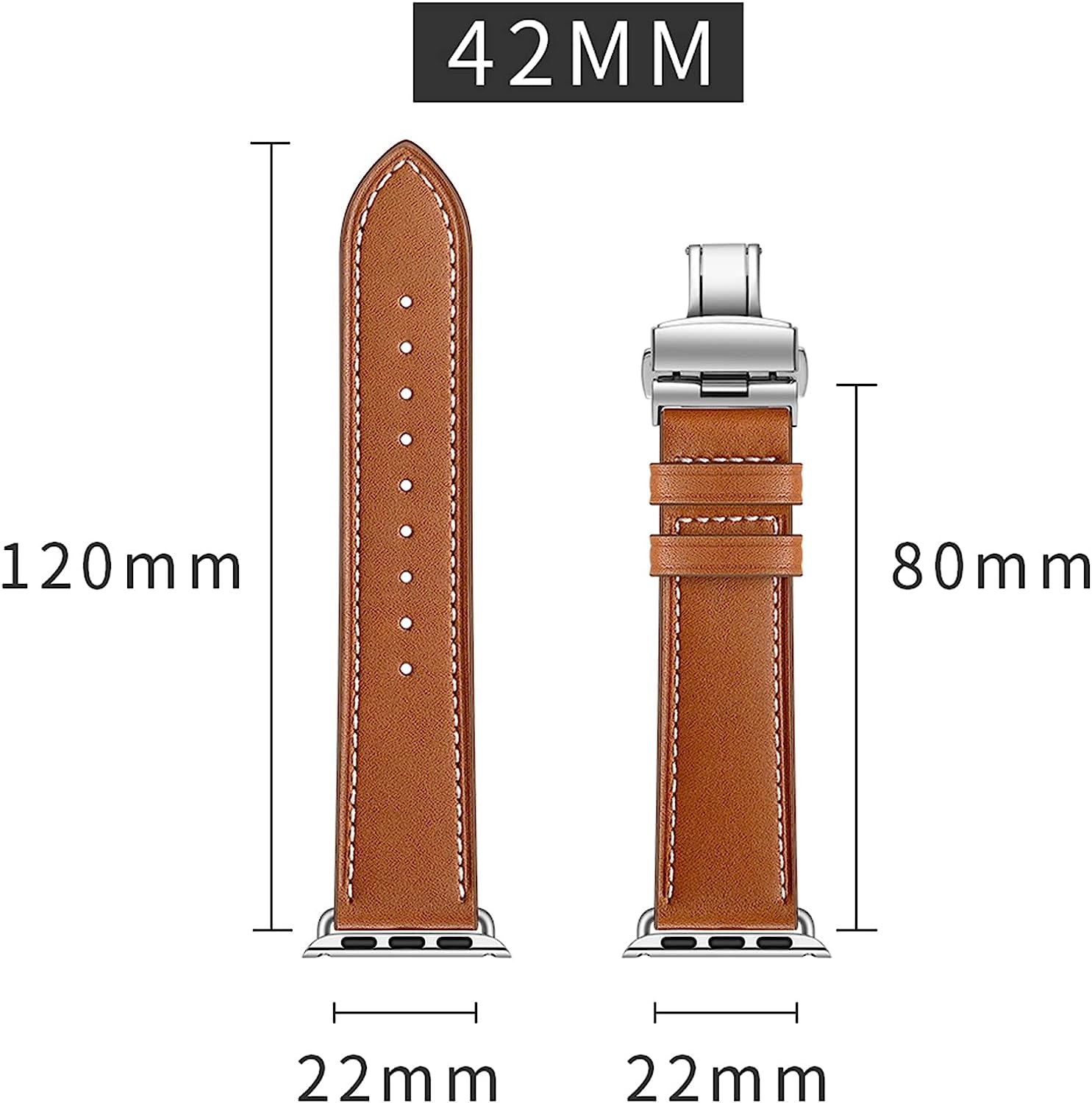 QIGOMINPP Genuine Leather Band Compatible with Apple Watch Bands 38Mm/40Mm/41Mm 42Mm/44Mm/45Mm,Butterfly Buckle Replacement Strap Compatible for Iwatch Series 7/6/5/4/3/2/1/SE  QIGOMINPP   