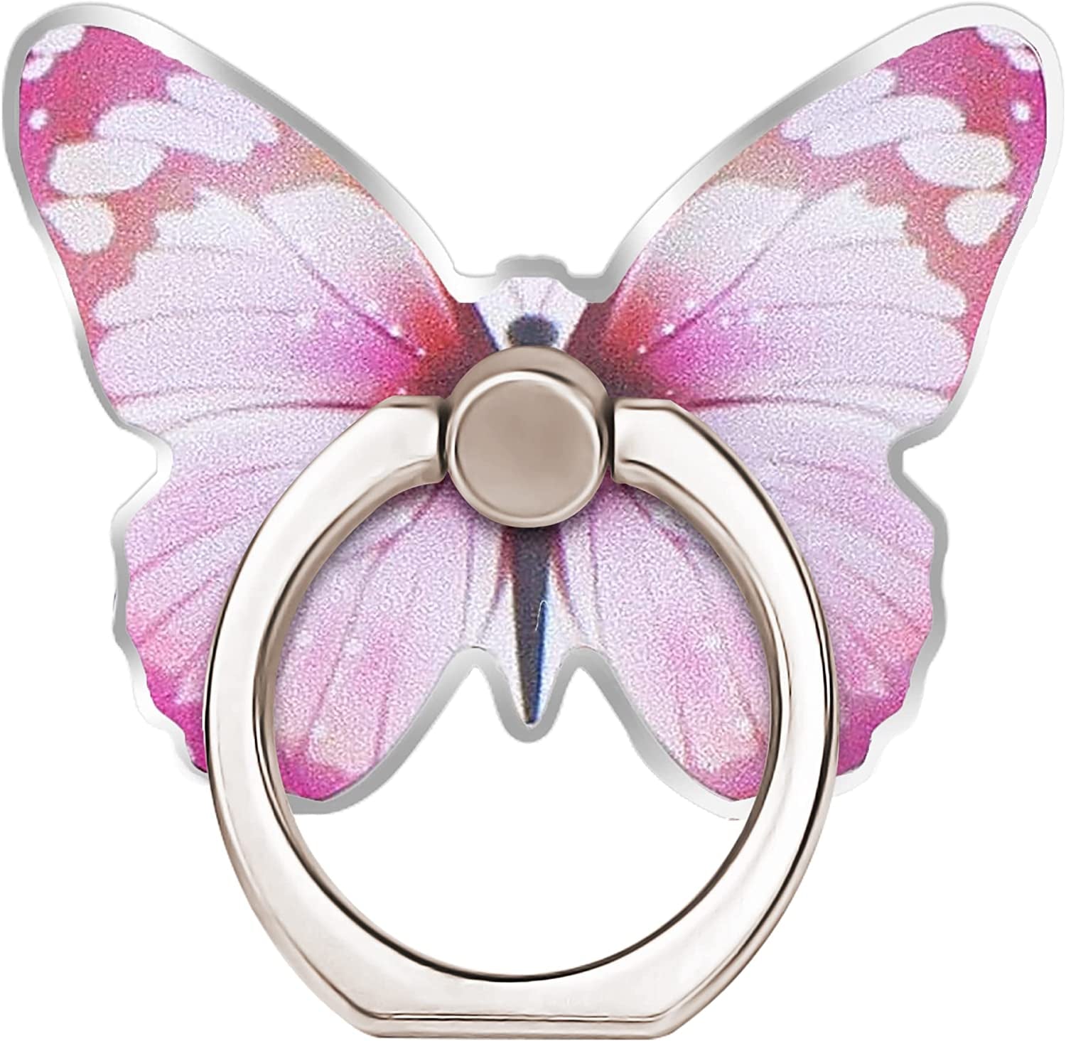 TACOMEGE Purple Metal Cell Phone Ring Butterfly Holder, Finger Kickstand Back Stand Hand Grip Compatible with Smartphone, Tablet, E-Reader, Etc.  TACOMEGE Pink  