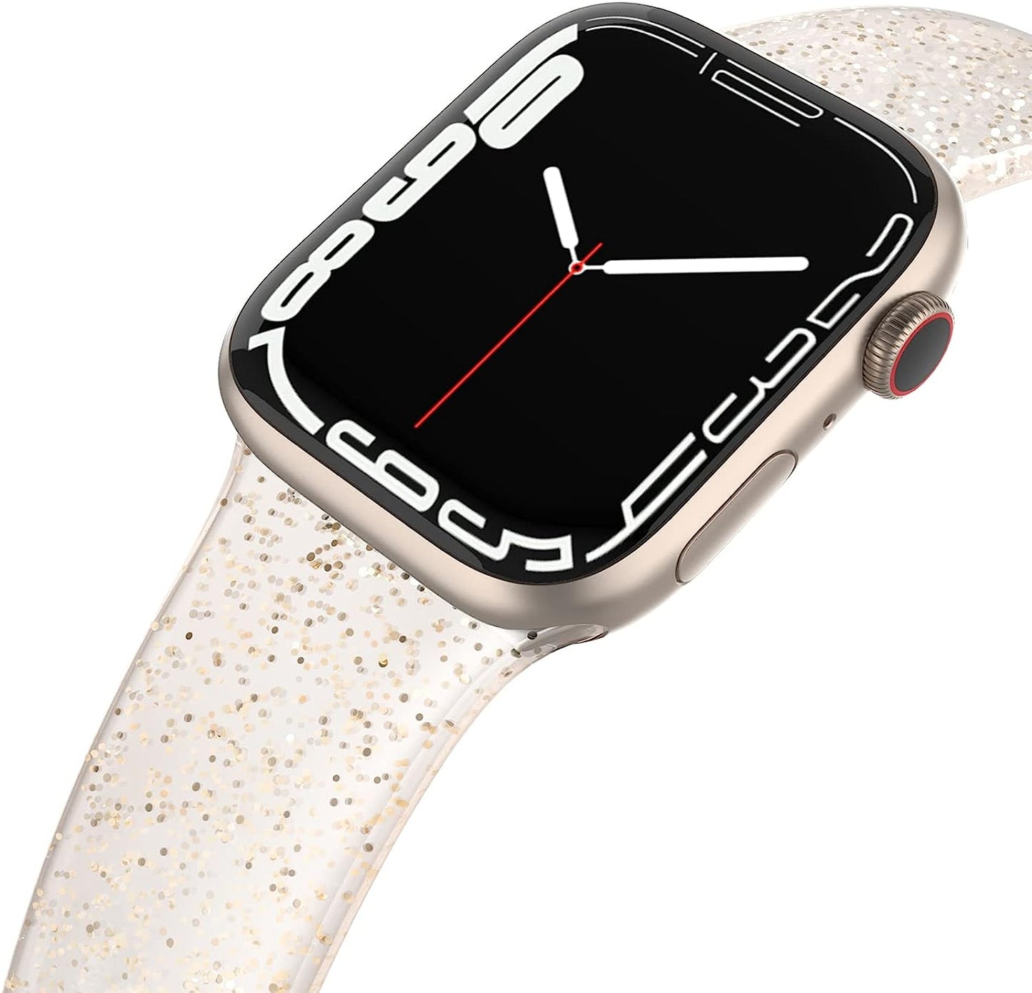 EDIMENS Sport Band Compatible with Apple Watch Bands 41Mm 38Mm 40Mm, Shiny Bling Glitter Silicone Soft Thin Small Replacement Band Compatible for Iwatch Series 8 7 6 5 4 3 2 1 SE Sport Edition Women  EDIMENS Glistening Champagne 5.5" - 6.9" 