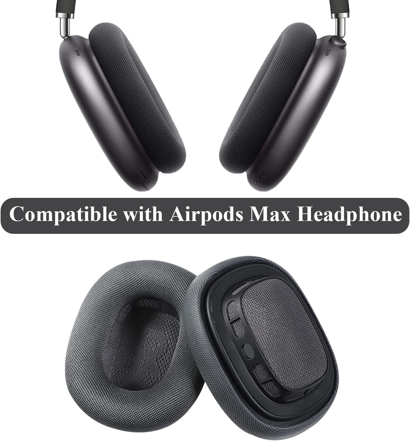 Replacement Ear Pads for Airpods Max Headphone Breathable Mesh Fabric Earpads Covers Easy to Install with Magnet Ear Pads Earmuff Repair Part(Dark Grey)  Adhiper   