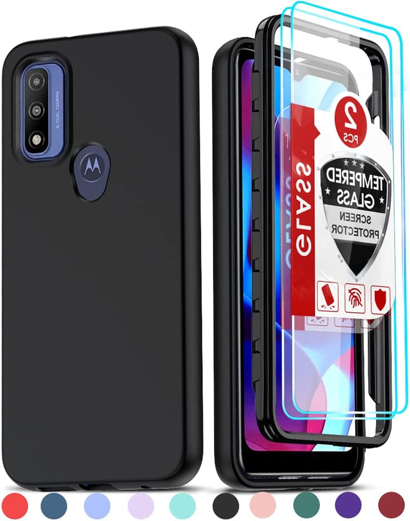 Leyi for Moto G Power 2022 Case: Moto G Pure Phone Case with [2 X Tempered Glass Screen Protector], Full-Body Shockproof Soft Liquid Silicone Protective Phone Cover Case for Motorola G Pure, Mint  LeYi G Pure/G Power 2022/G Play 2023 Black  