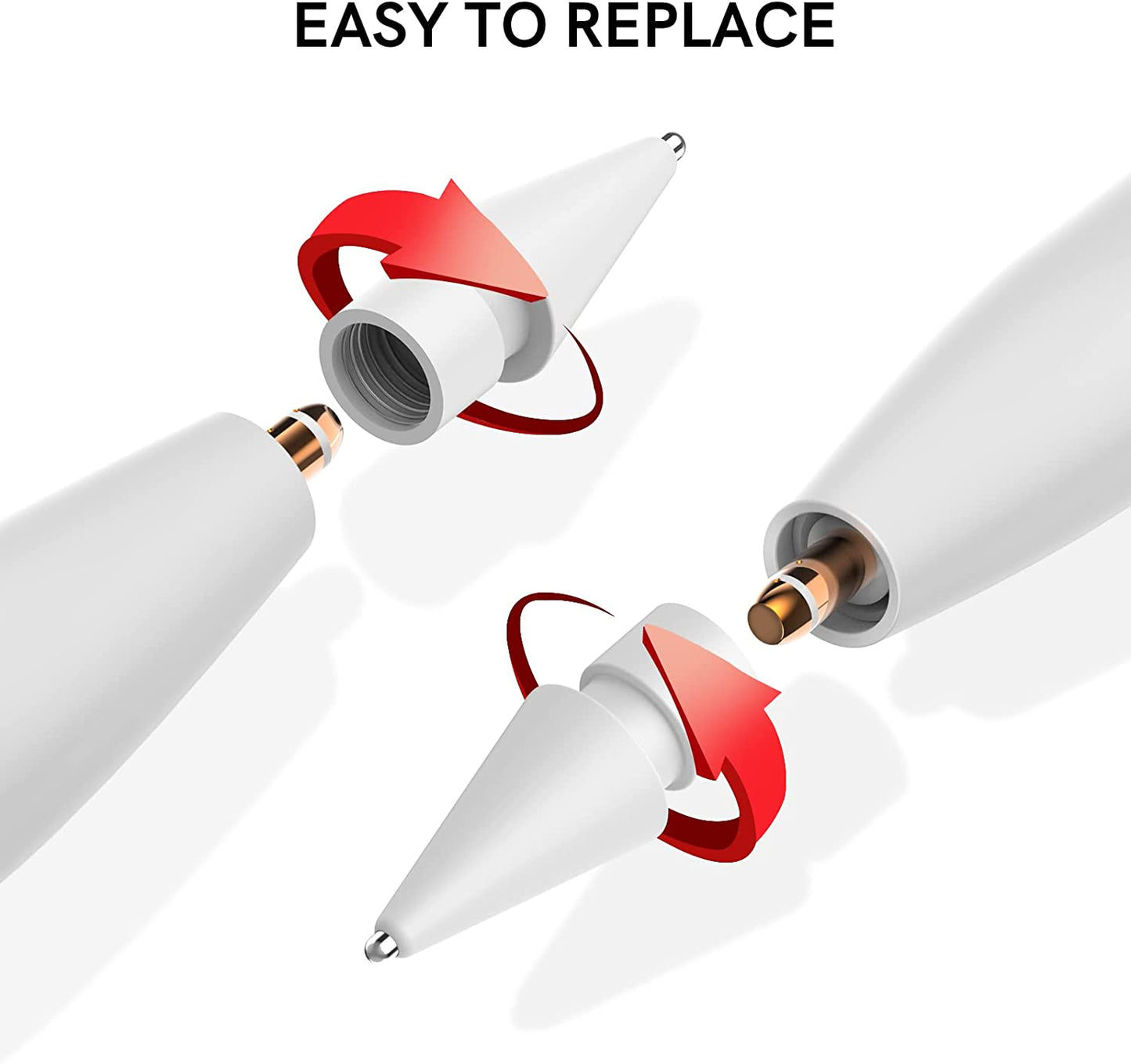 Delidigi 2 Pack Pencil Tips for Apple Pencil 2Nd Gen and 1St Gen, Upgraded Metal Wear-Resistant Pen like Tips, Fine Point Precise Control Tips for Apple Pencil (White 1.3Mm)  Delidigi   