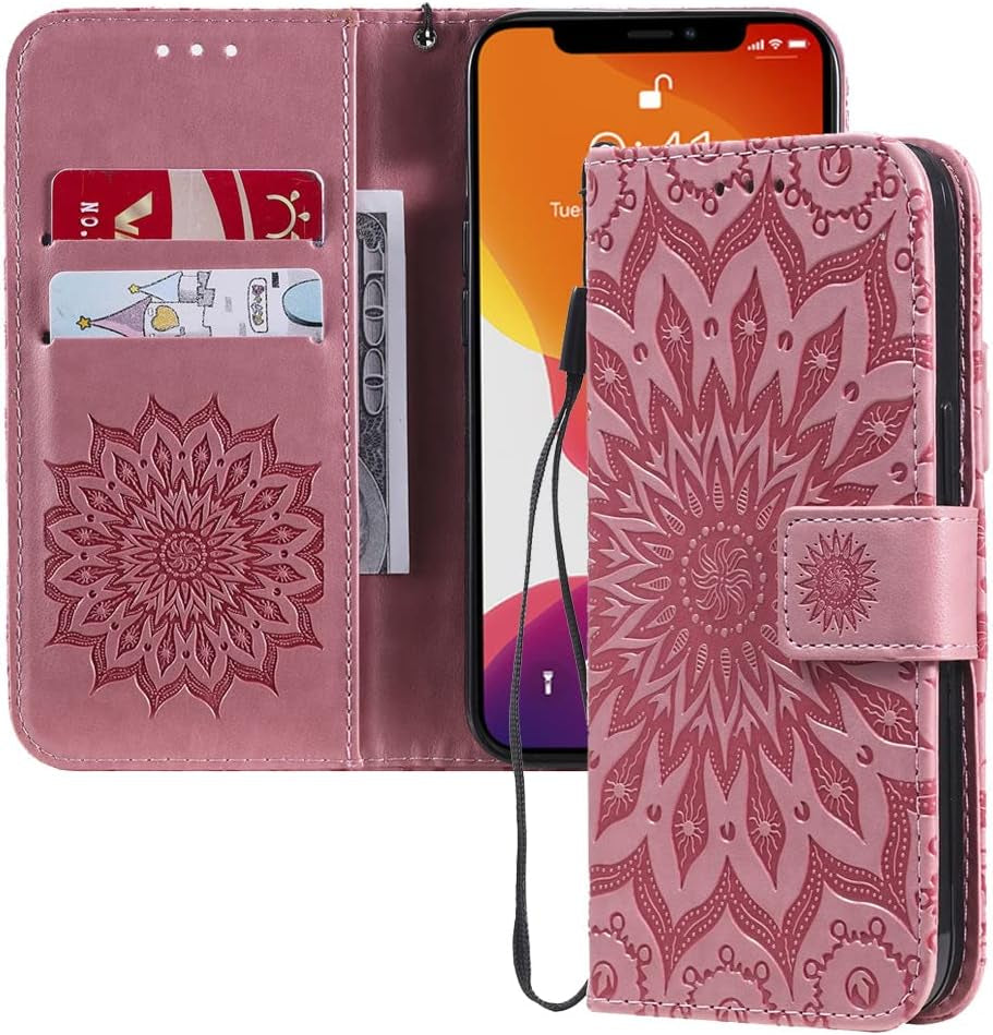 Asdsinfor LG G8 Case Stylish Advanced Embossing Wallet Case Credit Cards Slot with Stand for PU Leather Shockproof Flip Magnetic Case for LG G8 / LG G8 Thinq/Lg G8S Sunflower Blue KT  Asdsinfor Kt Sunflower:Pink  