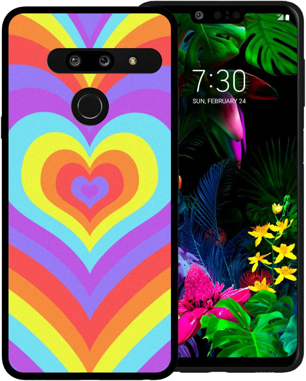 Zaztify Compatible with LG G8 Thinq, Black Heart Tunnel Center Love Swirl Cute Pattern Shockproof Protective Anti-Slip Thin Slim Soft Phone Case Cover Shell  zaztify Colorful Heart  