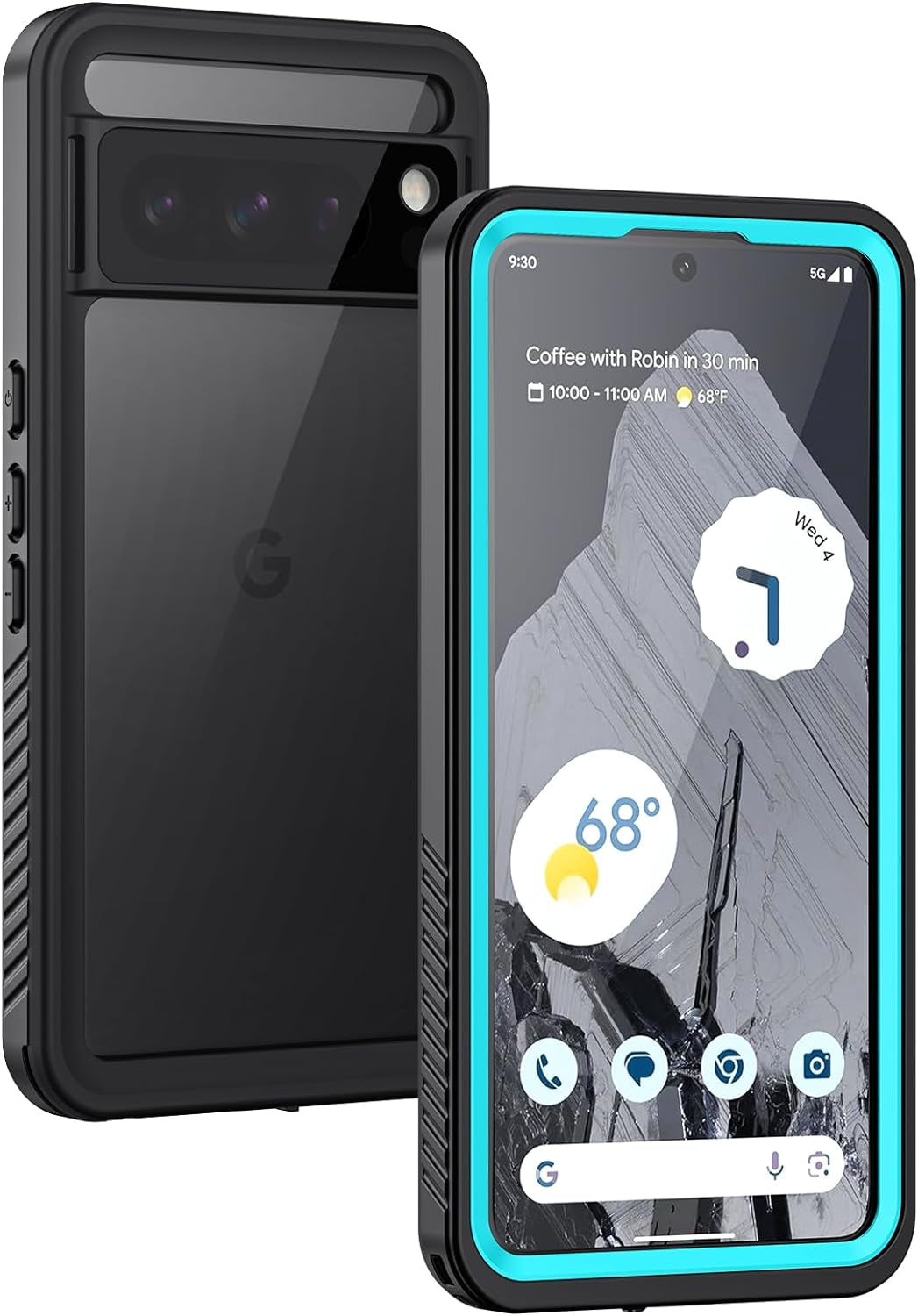 Lanhiem Pixel 8 Pro Case, IP68 Waterproof Dustproof Case with Built-In Screen Protector, Rugged Full Body Shockproof Protective Clear Cover for Google Pixel 8 Pro, Black  Lanhiem Blue For Pixel 8 Pro 