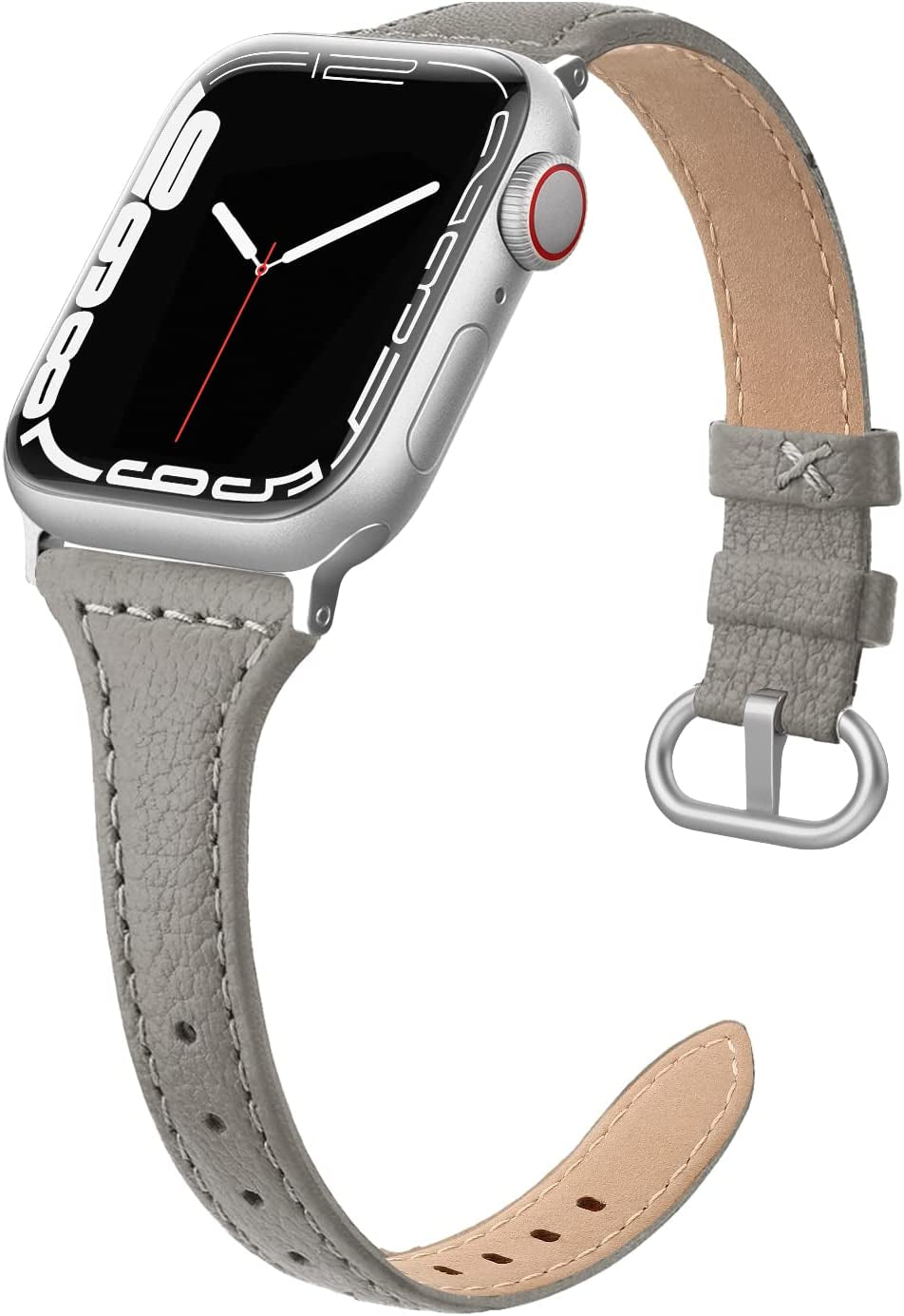 SWEES Leather Band Compatible for Apple Watch 38Mm 40Mm 41Mm, Slim Thin Dressy Elegant Genuine Leather Strap Compatible for Iwatch Series 8, 7, 6, 5, 4, 3, 2, 1, SE, Sport & Edition Women, Brown  SWEES Gray 38mm 40mm 41mm 