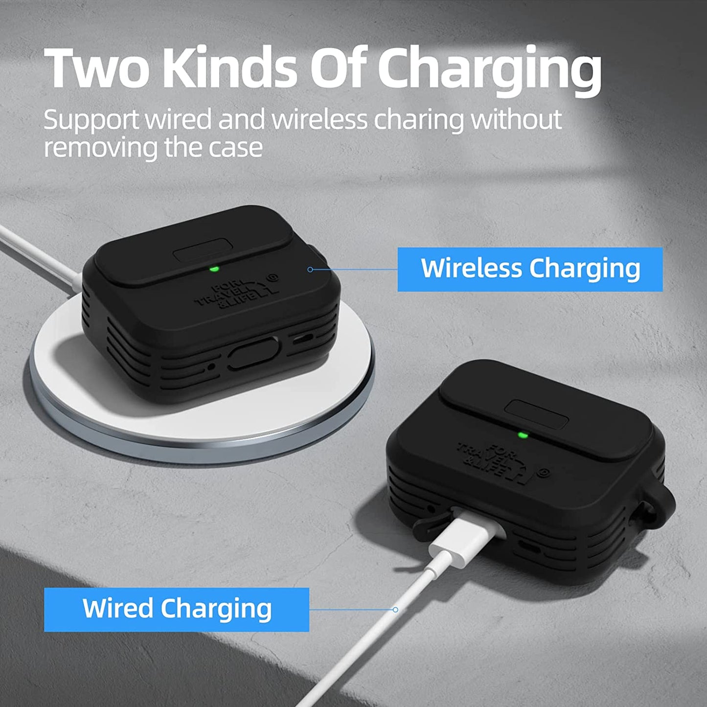 Airpods Pro 2Nd/1St Generation Case Cover,Secure Lock Full Protective Silicone Skin Accessories for Women Men with Apple Airpods Pro 2022/2019 Charging Case,Design by Doboli,Black  Doboli   