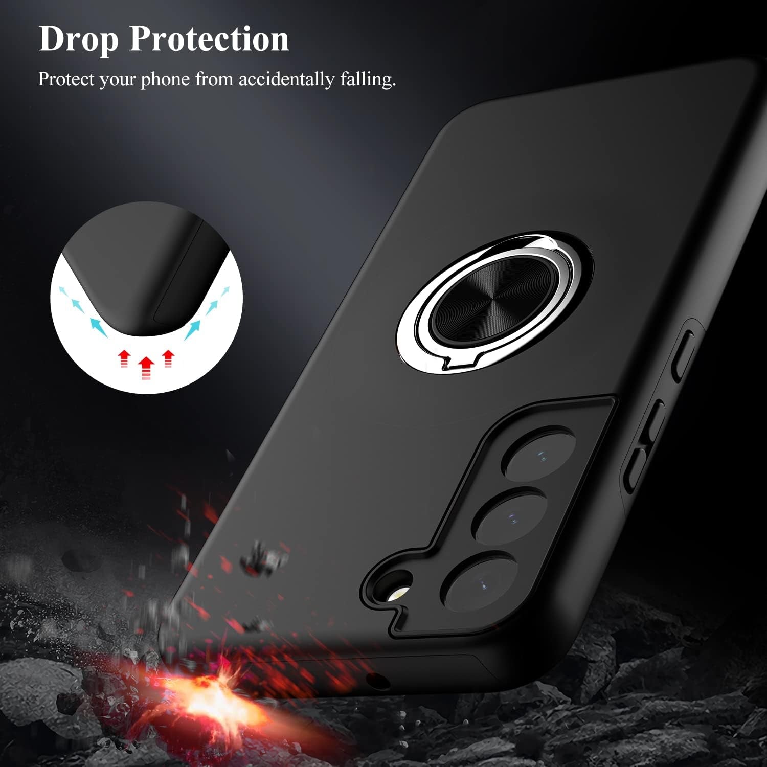 MMHUO for Galaxy S21 Case,Dual Layer Military Grade Drop Protection Slim Samsung S21 Kickstand Case with Hidden Ring Holder Shockproof Protective Phone Case for Samsung Galaxy S21 5G,Black  MMHUO   