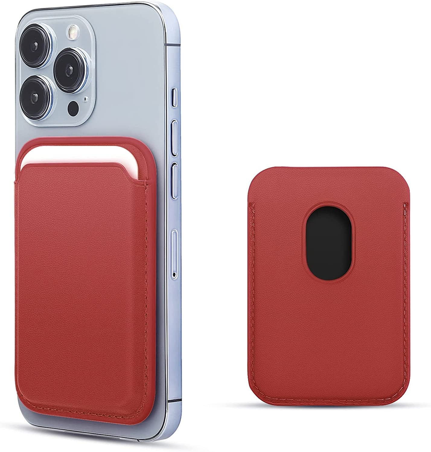 WALLFID Magsafe Wallet Leather Compatible with Iphone 12/13/14 Mini/Plus/Pro/Max,Rfid Card Holder with Magsafe Magnet (Purple)  WALLFID Red  