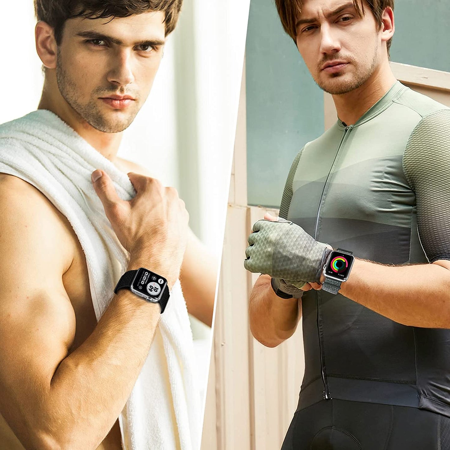 6 Pack Sport Loop Band Compatible with Apple Watch Band 38Mm 40Mm 41Mm 42Mm 44Mm 45Mm 49Mm Iwatch Series 8 7 6 5 SE 4 3 2 1 Ultra Strap Nylon Weave Women Men Stretchy Braided Replace Wristband Breathable  HILIMNY   