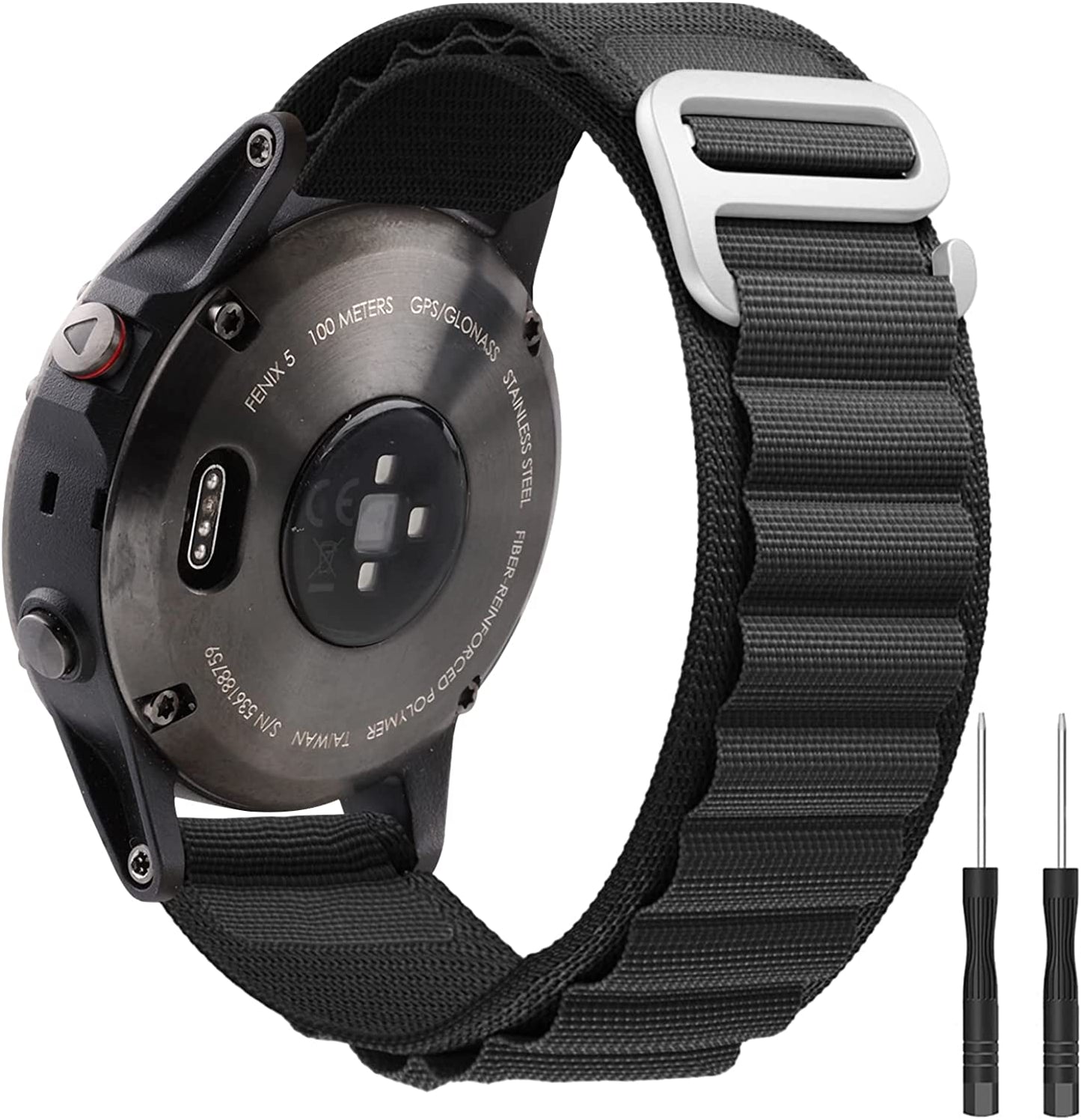 Blackpro Alpine Loop Nylon Strap Compatible Garmin Fenix 6/Fenix 6X Pro/Fenix 5 Watch Band,22Mm Sport Nylon Replacement Watch Bands for Garmin Fenix 6 Pro/Sapphire.  BlackPro Black  