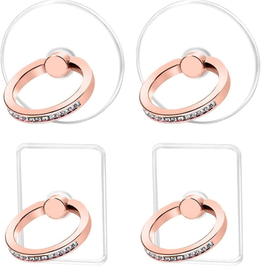 Bling Phone Ring Holder Finger Kickstand, 4 Pack Transparent Phone Case Ring Attachment, Cell Phone Finger Ring Holder (A5)  threestore   