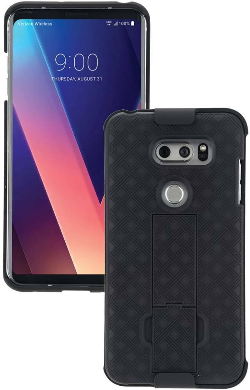 Rome Tech Holster Case with Belt Clip for LG V30 - Slim Heavy Duty Shell Holster Combo - Rugged Phone Cover with Kickstand Compatible with LG V30 - Black  Rome Tech   
