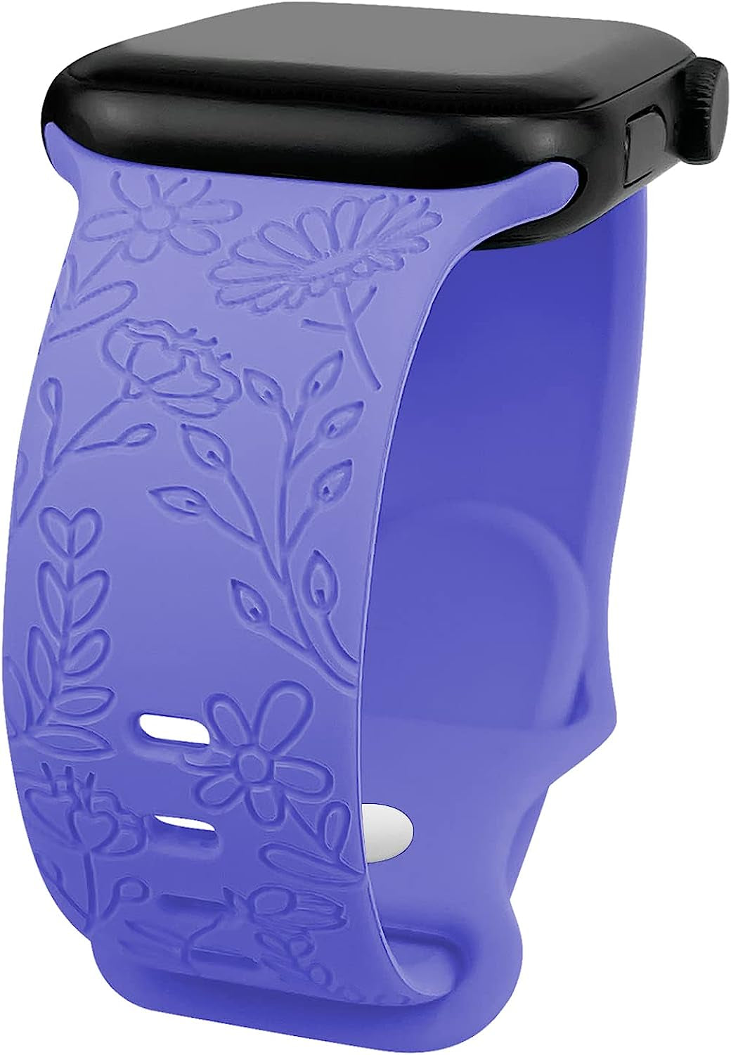 Lyfatz Flower Engraved Bands Compatible with Apple Watch Band 38Mm 40Mm 41Mm 42Mm 44Mm 45Mm 49Mm Women,Floral Laser Soft Silicone Waterproof Sport Band Replacement Wristbands for Iwatch Series 8 7 6 5 4 3 2 1 SE Ultra  Lyfatz Bright Purple 38/40/41mmM/L 