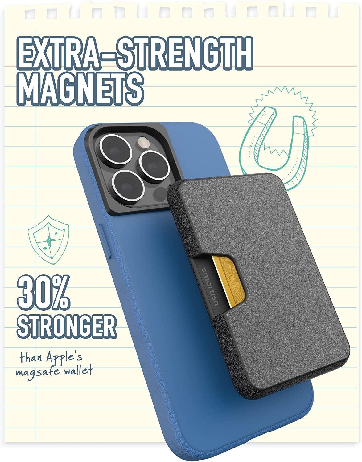 Smartish Wallet for Magsafe Iphones - Side Hustle - Slim Detachable Magnetic Card Holder for Apple Iphone 14/13/12 Models - Black Tie Affair  Smartish   