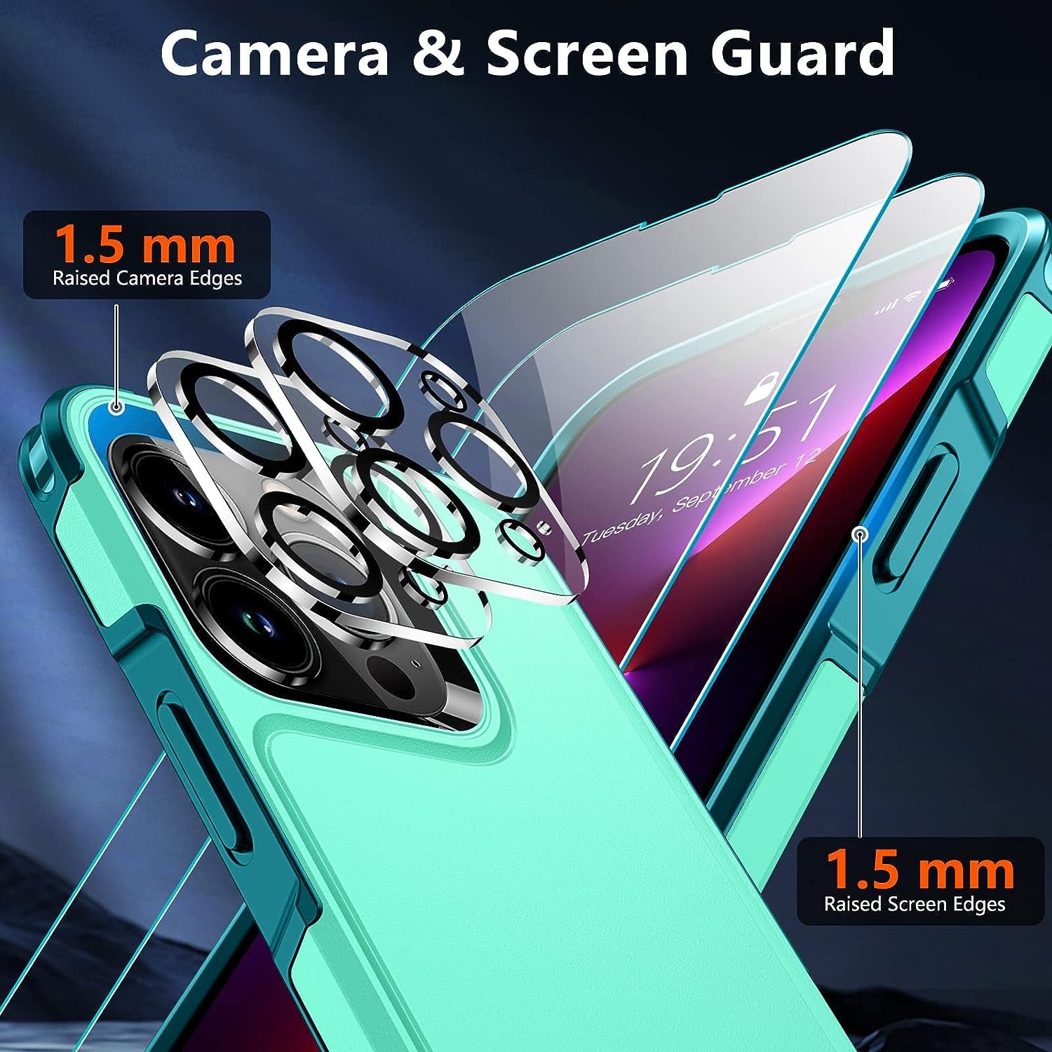 SUPFINE 5 in 1 Magnetic Iphone 13 Pro Max Case[Compatible with Magsafe][10 FT Military Grade Drop Protection] [2+Tempered Glass Screen Protector, 2+ Camera Lens Protector] Non-Slip,Light Green  SUPFINE   