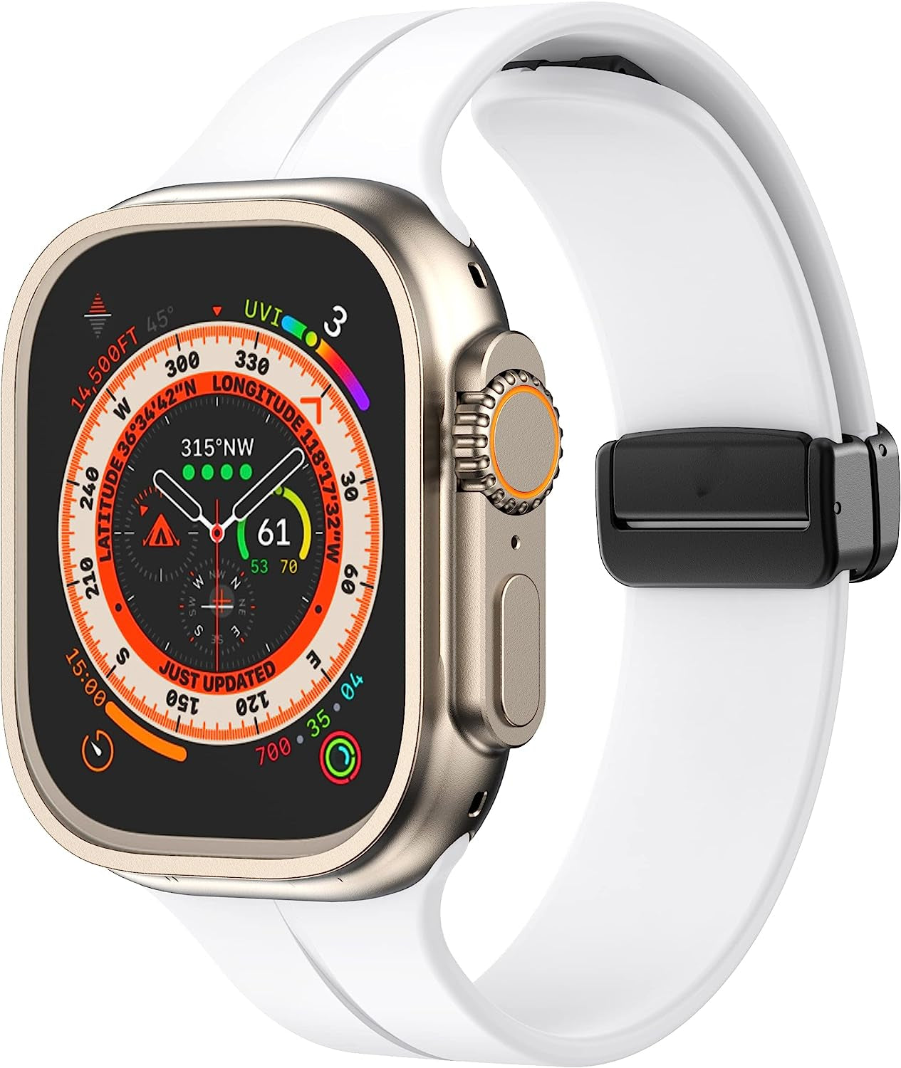 Meyzeli Compatible with Apple Watch Band 38Mm 40Mm 41Mm 42Mm 44Mm 45Mm 49Mm for Women Men, Soft Silicone Magnetic Buckle Sport Watch Band for Apple Watch SE Iwatch Series 8 7 6 5 4 3 2 1 Ultra  Meyzeli White- Black Buckle 42mm/44mm/45mm/49mm 