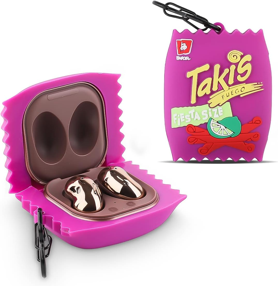 Suublg Silicone Cartoon Earbuds Case Protective Cover with Keychain Fit Designed for Samsung Galaxy Buds2 Pro (2022) /Galaxy Buds 2 (2021) /Galaxy Buds Pro (2021) /Galaxy Buds Live (2020)  Suublg Takis  