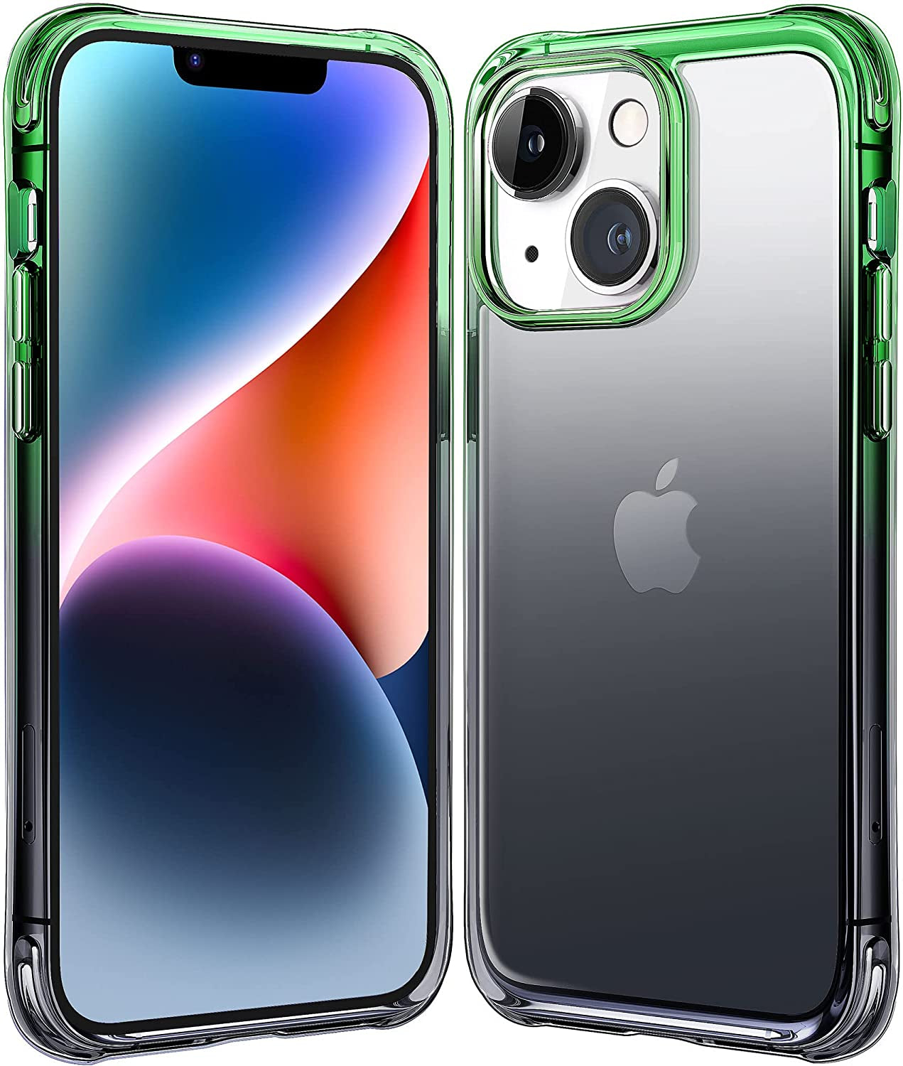 Mkeke for Iphone 14 Case & Iphone 13 Case Clear, New Designed Slim Phone Case for Iphone 13 & 14 with Protective Bumper for Apple Iphone 14/Iphone 13 6.1'' [Anti Yellowing] [Military Grade Protection]  Shenzhen Make Technology Company Limited Gradient Black-Green case  