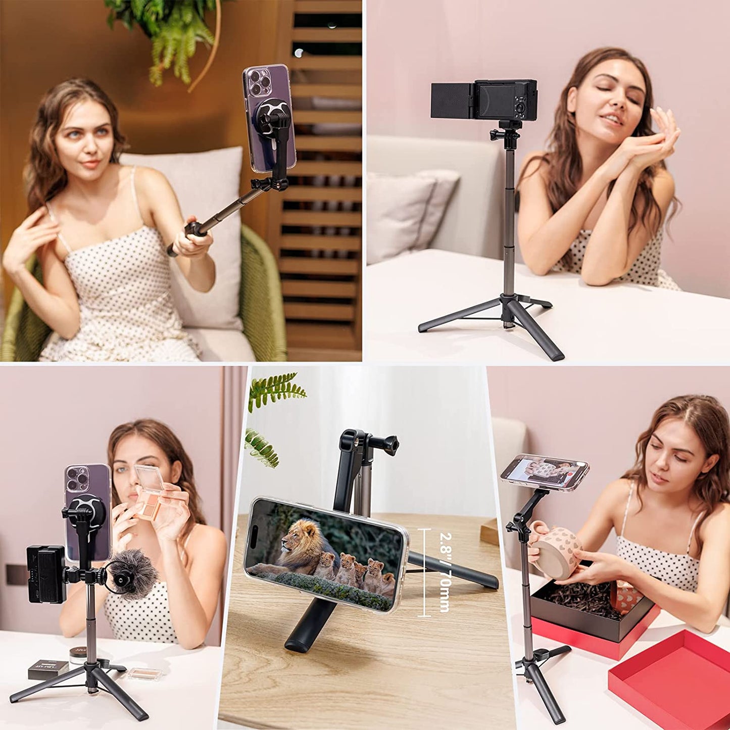 [2023 Newest] Magnetic Selfie Stick Tripod with Remote,Magnetic Magsafe Tripod Stand for Iphone 14 13 12 Pro Max Mini & Android & Compact Camera & Gopro,Magnet Mini Tripod for Vlogging Filmmaking  Jinjiacheng Photography Equipment Co.,Ltd.   