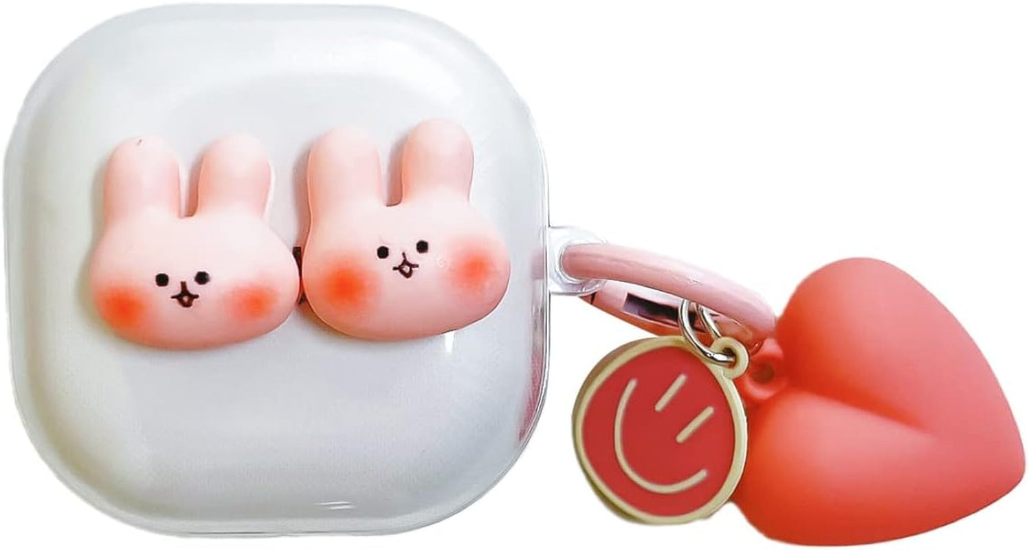 Case Compatible with Samsung Galaxy Buds 2 Case (2021)/ Galaxy Buds Pro (2021)/Galaxy Buds Live (2020)/Buds2 Pro Case (2022), Cartoon Anime Silicone Protective Cute Cover for Women Smart Donkey  KIRDEIVY Two Rabbits Galaxy Buds 2/Pro/Live 