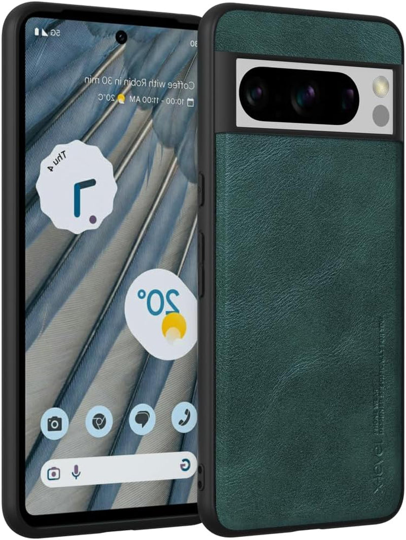 X-Level Google Pixel 8 Pro Case, Thin Slim Premium PU Leather Soft TPU Bumper Shockproof Protective Phone Cover for Google Pixel 8 Pro 2023 (Brown)  X-level Green  
