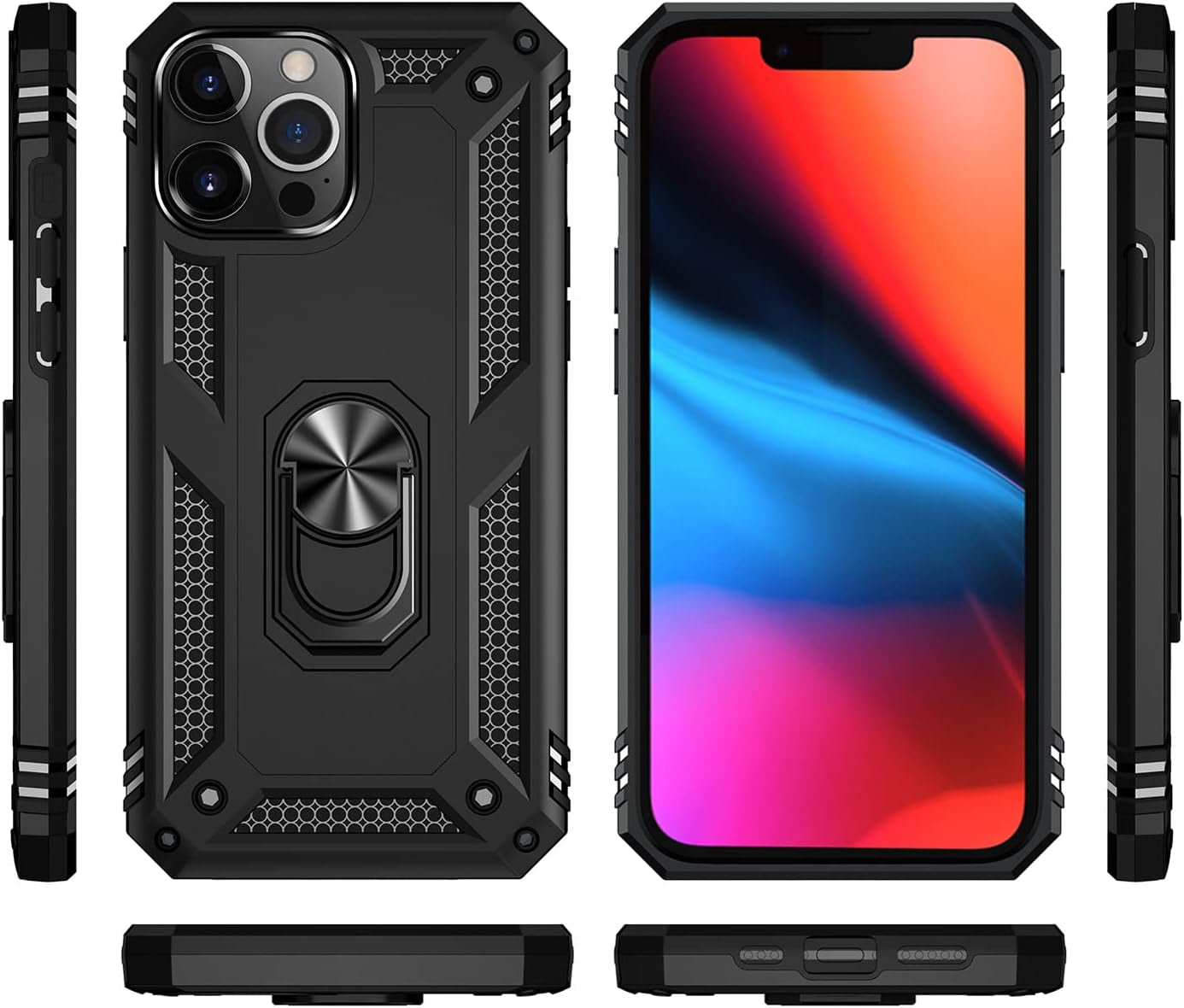 ADDIT Military Grade Iphone 12 Pro Max Case - 6.7" Slim Fit, Heavy Duty Protection, Rotatable Magnetic Kickstand, TPU & Polycarbonate, Black  ADDIT   