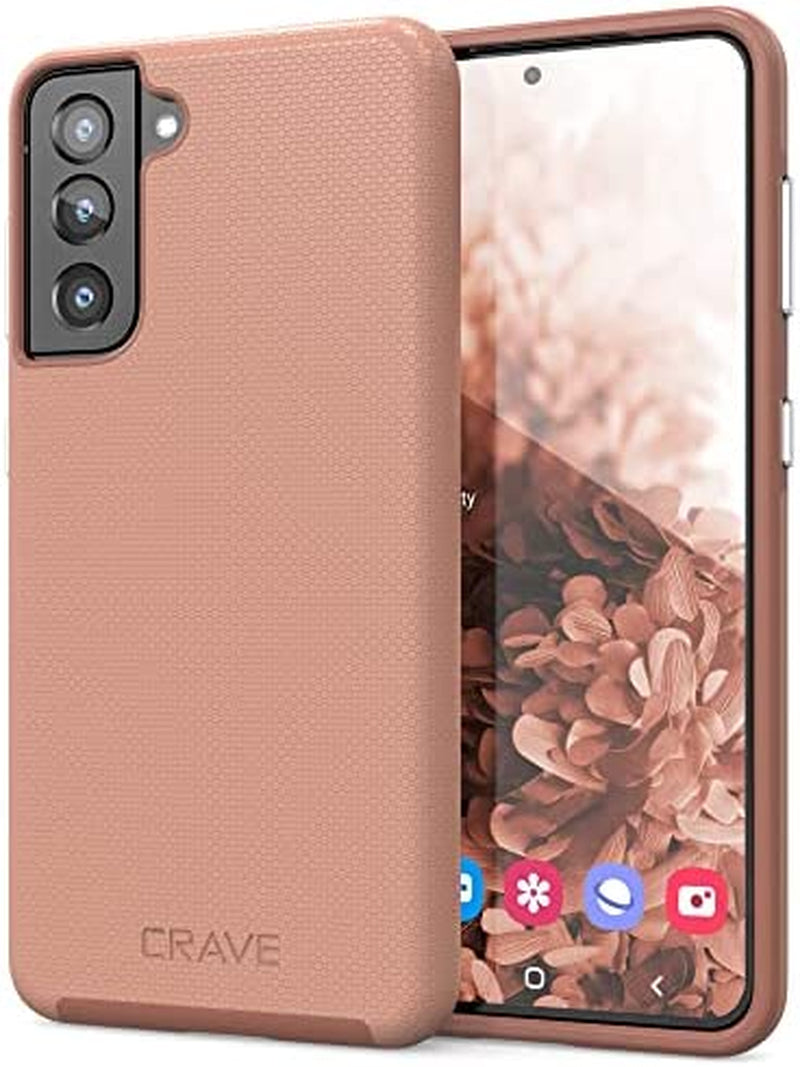 Crave Dual Guard for Galaxy S21 Case, Shockproof Protection Dual Layer Case for Samsung Galaxy S21, S21 5G (6.2 Inch) - Berry  Crave Blush  