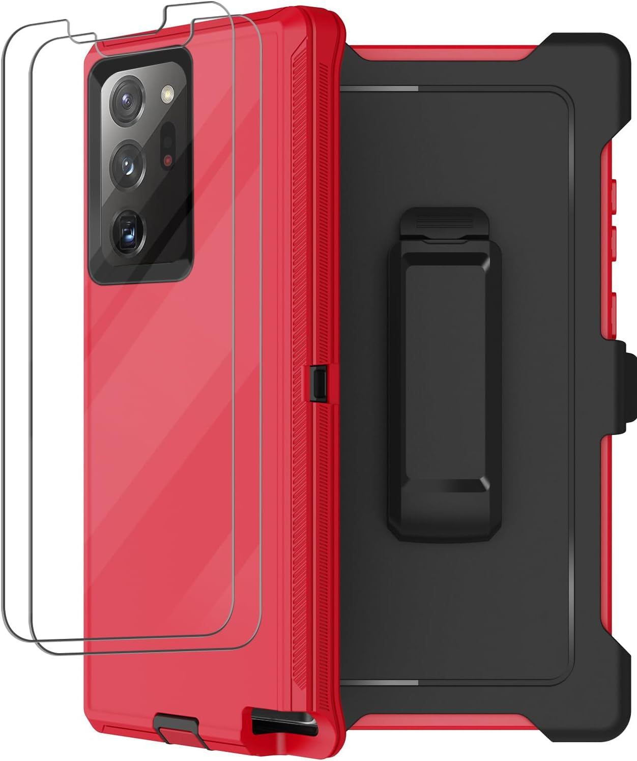 For Galaxy Note 20 Ultra Case with Belt Clip Holster, 2 Screen Protector, Military Grade Full Body Heavy Duty Shockproof Rugged Protective Cover for Samsung Galaxy Note 20 Ultra 5G (Blue)  RubCase Red  