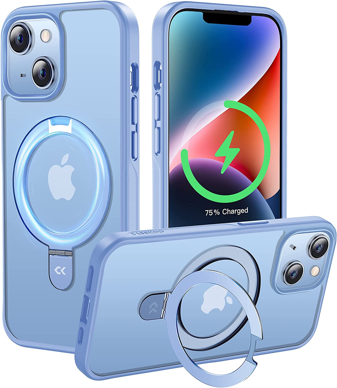 CASEKOO for Iphone 12 Pro Max Case with Magnetic Invisible Stand [Military Drop Protection] [Compatible with Magsafe] Shockproof Slim Translucent Matte Cases 6.7 Inch 2020, Blue  CASEKOO Blue iPhone 13/iPhone 14 