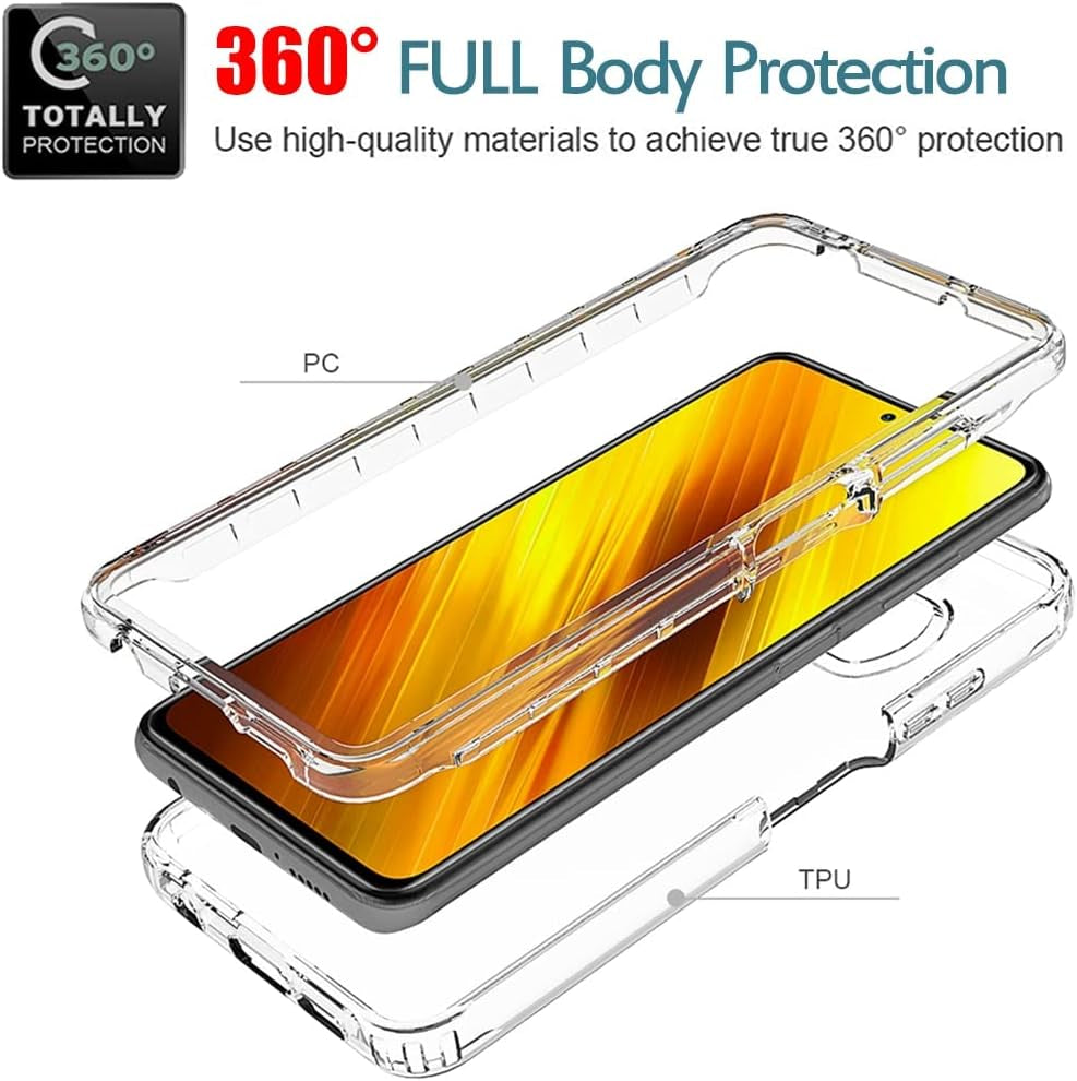Zoeirc Case for Poco X3 Nfc/Poco X3 Pro/Poco X3 Case with Tempered Glass Screen Protector, Soft 360 Full Body Shockproof Hybrid Bumper Crystal Clear Case Cover for Xiaomi Poco X3 NFC (Clear)  Zoeirc   