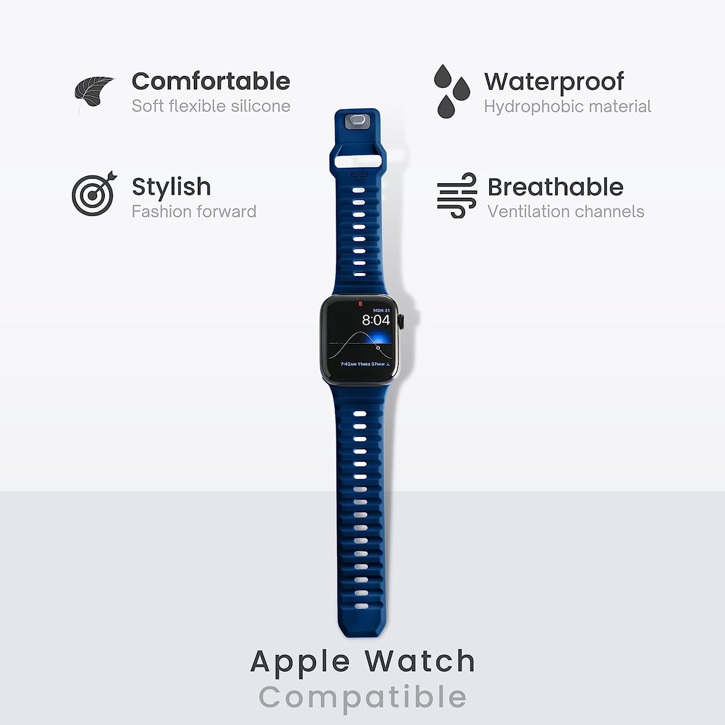 EKKO BANDS Compatible with Apple Watch Band 49Mm 45Mm 44Mm 42Mm | Soft Silicone Replacement Strap for Iwatch Series 8 7 6 5 4 3 2 1 SE Ultra Watch Band - Breathable Sport Band for Men & Women  EKKO BANDS   