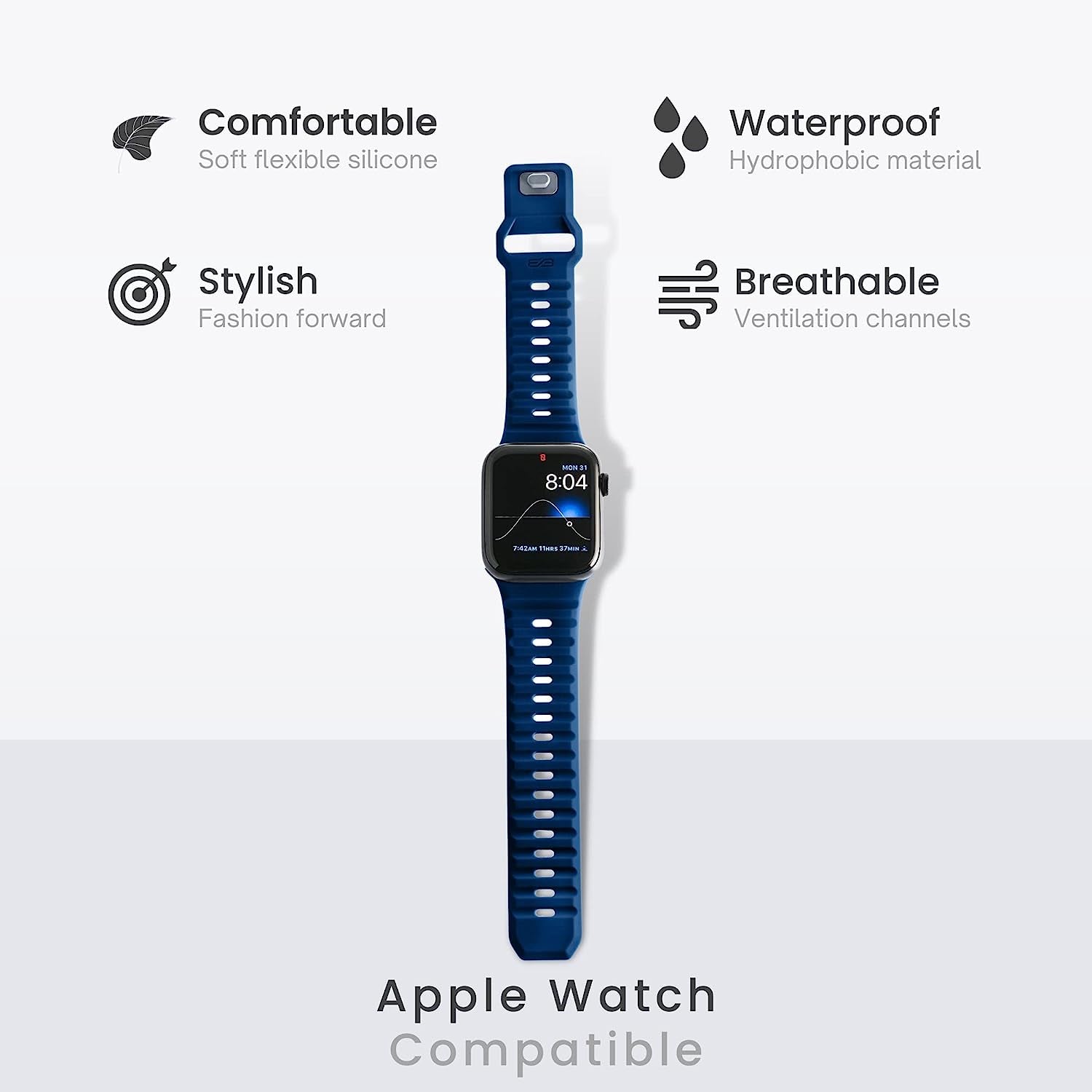 EKKO BANDS Compatible with Apple Watch Band 49Mm 45Mm 44Mm 42Mm | Soft Silicone Replacement Strap for Iwatch Series 8 7 6 5 4 3 2 1 SE Ultra Watch Band - Breathable Sport Band for Men & Women  EKKO BANDS   