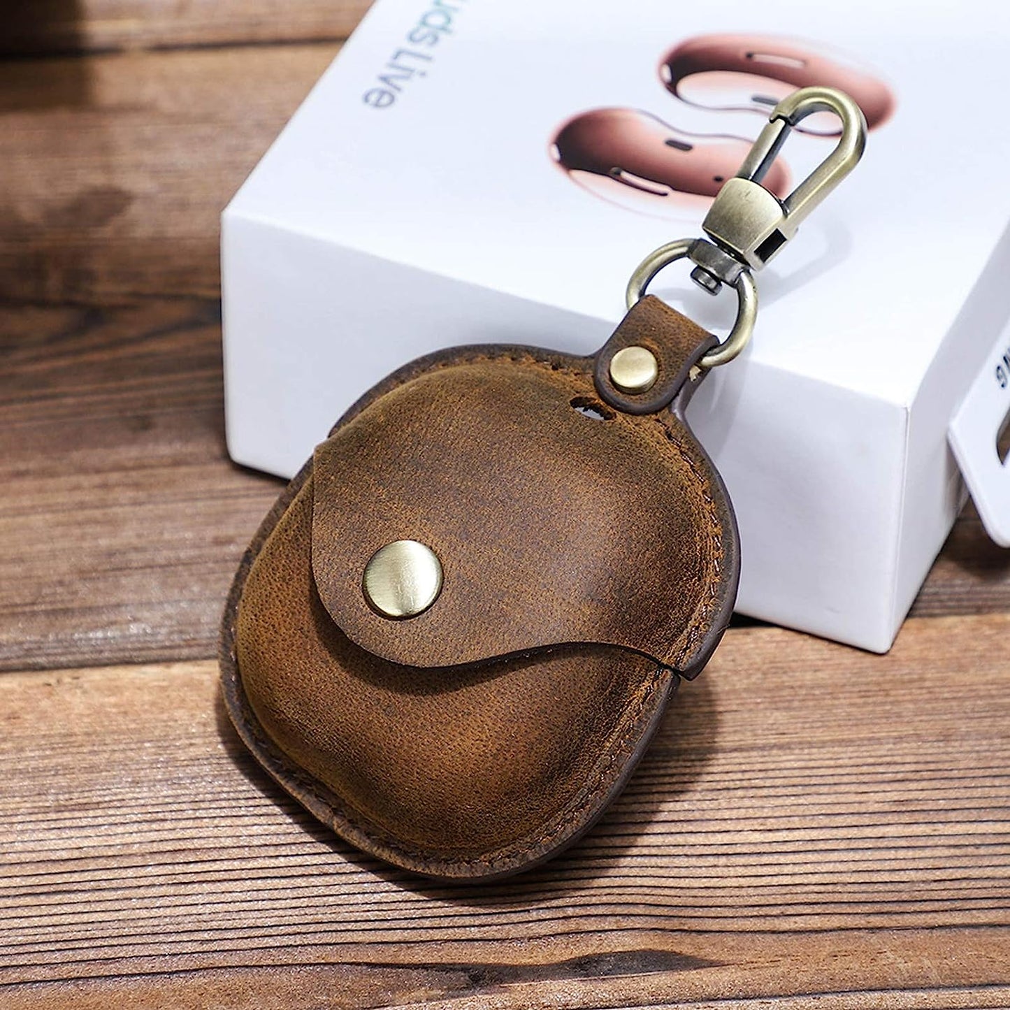 Kryfa Leather Case Compatible with Samsung Galaxy Buds 2 / Galaxy Buds Pro 2021, Galaxy Buds Live Protective Case with Keychain, Galaxy Earbuds Case Cover (Coffee)  ilmobile   