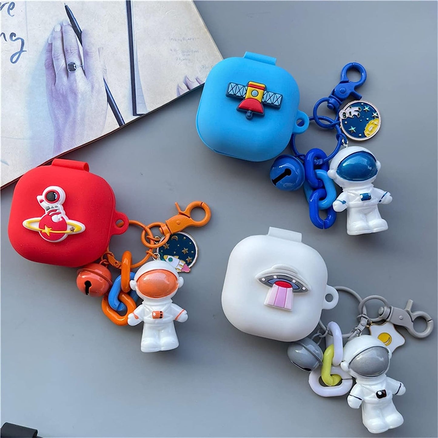 SKPY Cases for Samsung Galaxy Buds2 Pro/Buds 2/Buds Pro/Buds Live with Pendant, Cute Silicone Astronaut Cartoon Shockproof Cover for Girls Boys  SKPY   